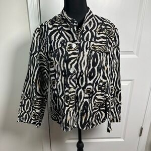 Ruby Rd. Favorites Women's Zebra Print‎ Button Up Shirt Jacket Size 8